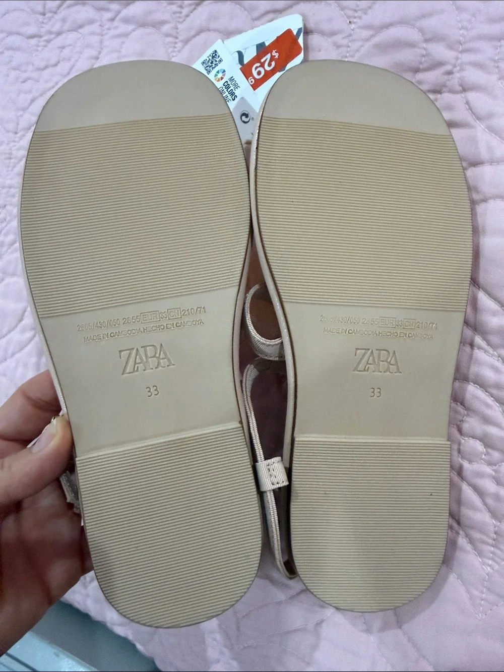 Zara Peach Floral T-Strap Sandals for Kids